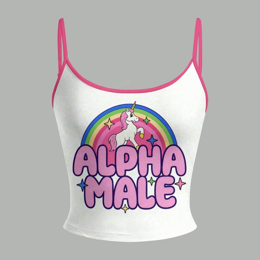 Rainbow Unicorn Alpha Male Quote Top & Elasticated Trousers Two-Piece Set