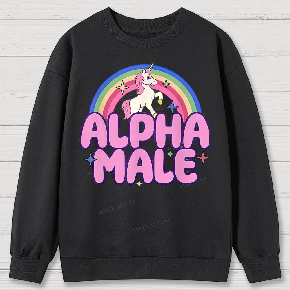 Rainbow Unicorn Alpha Male Y2K  Cotton Sweatshirts 2609000493