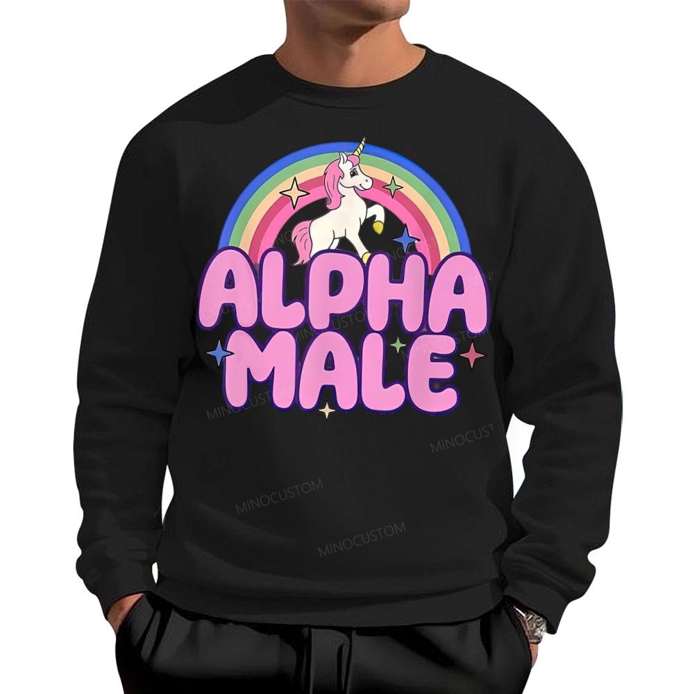 Rainbow Unicorn Alpha Male Y2K  Cotton Sweatshirts 2609000493