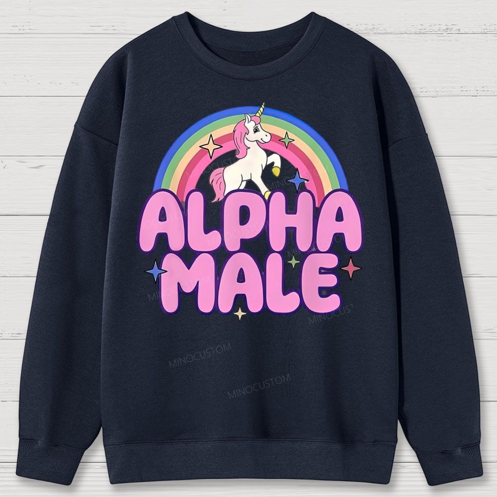 Rainbow Unicorn Alpha Male Y2K  Cotton Sweatshirts 2609000493