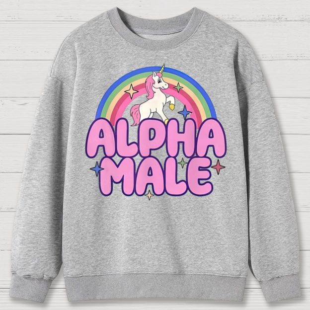 Rainbow Unicorn Alpha Male Y2K  Cotton Sweatshirts 2609000493