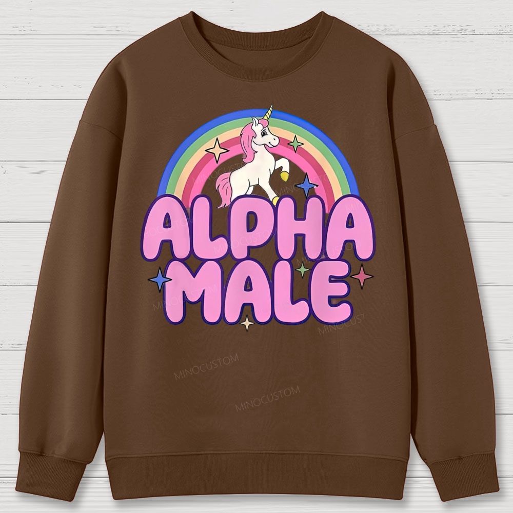 Rainbow Unicorn Alpha Male Y2K  Cotton Sweatshirts 2609000493
