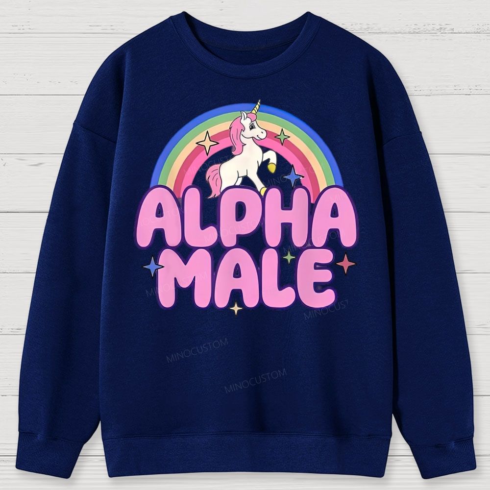 Rainbow Unicorn Alpha Male Y2K  Cotton Sweatshirts 2609000493