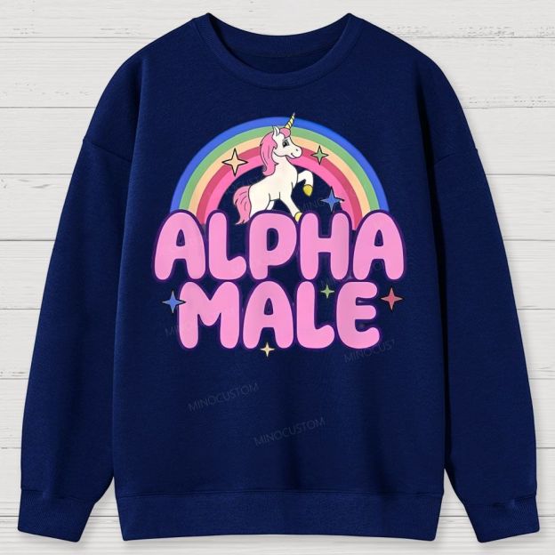 Rainbow Unicorn Alpha Male Y2K  Cotton Sweatshirts 2609000493