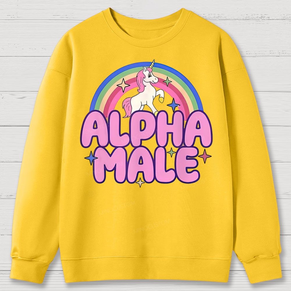Rainbow Unicorn Alpha Male Y2K  Cotton Sweatshirts 2609000493
