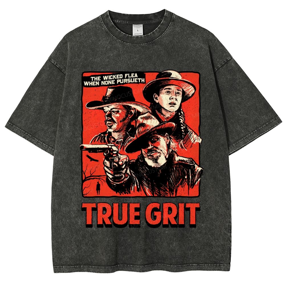 Vintage Western Cowboy Comic Poster Graphic Unisex Fit Washed T-Shirt