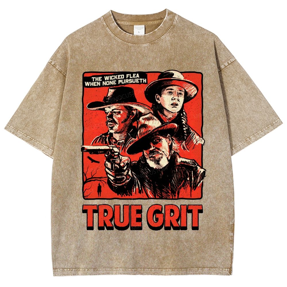 Vintage Western Cowboy Comic Poster Graphic Unisex Fit Washed T-Shirt