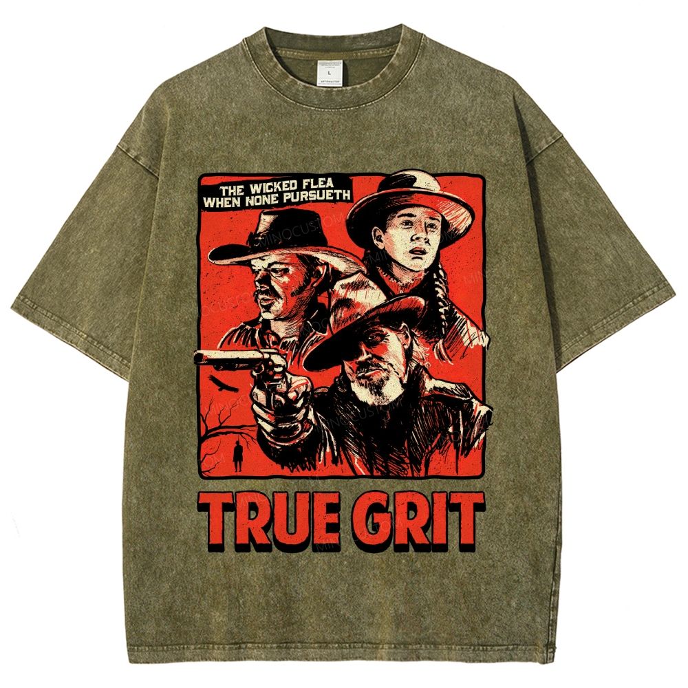 Vintage Western Cowboy Comic Poster Graphic Unisex Fit Washed T-Shirt