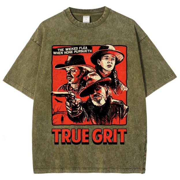 Vintage Western Cowboy Comic Poster Graphic Unisex Fit Washed T-Shirt