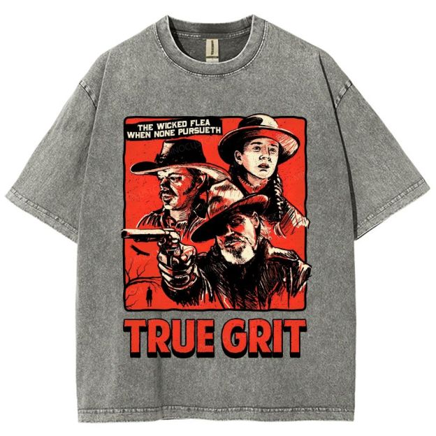 Vintage Western Cowboy Comic Poster Graphic Unisex Fit Washed T-Shirt