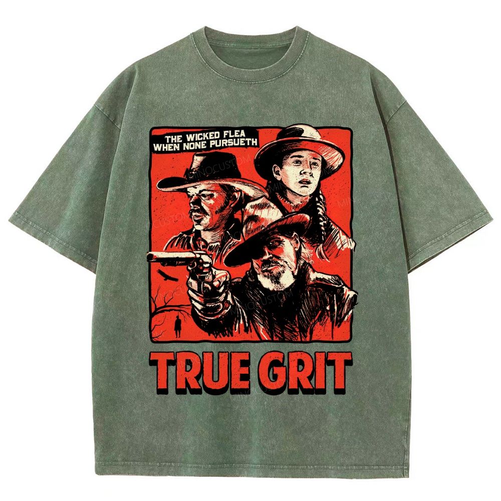 Vintage Western Cowboy Comic Poster Graphic Unisex Fit Washed T-Shirt