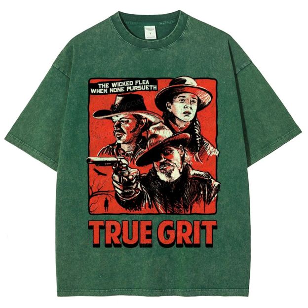 Vintage Western Cowboy Comic Poster Graphic Unisex Fit Washed T-Shirt
