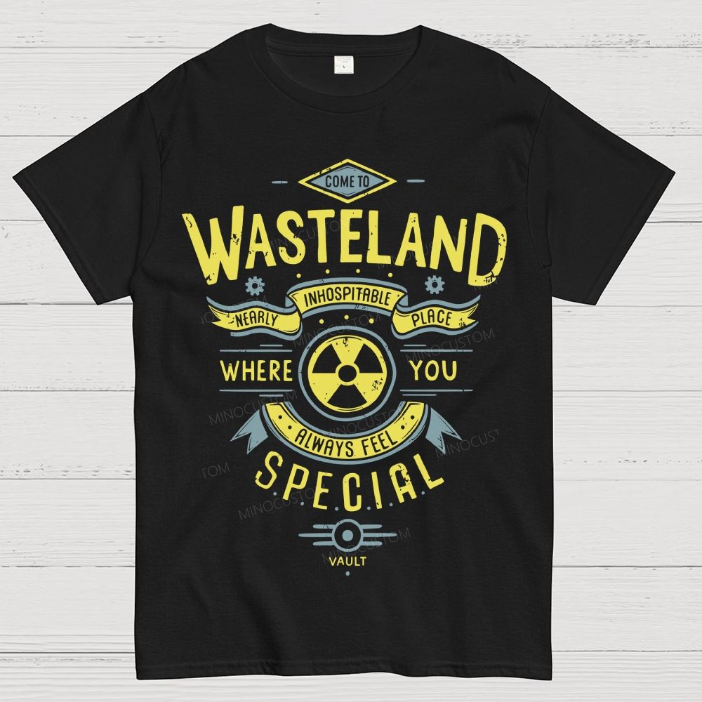 Post‑Apocalyptic Wasteland Retro Ribbon Radiation Cotton T-Shirt