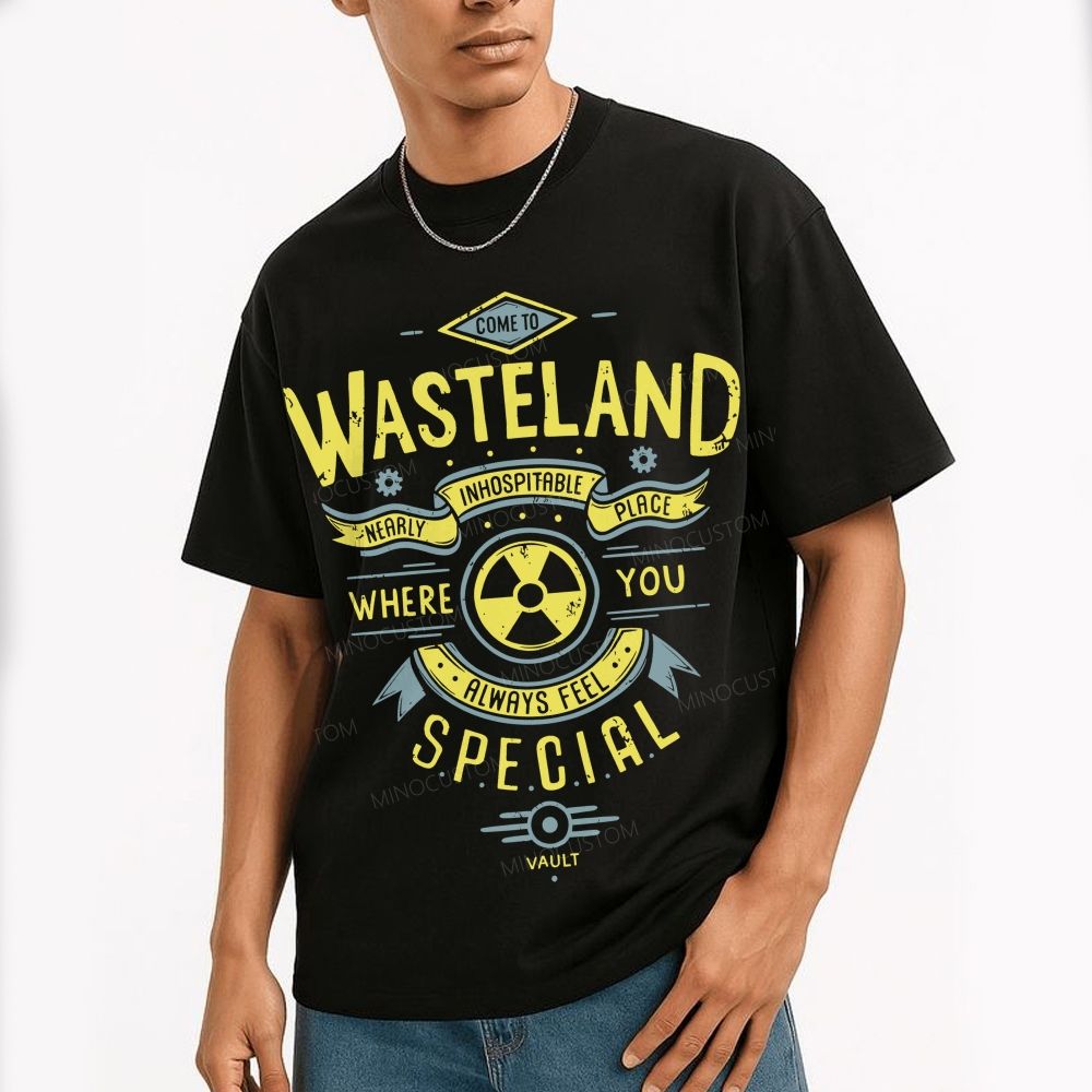Post‑Apocalyptic Wasteland Retro Ribbon Radiation Cotton T-Shirt