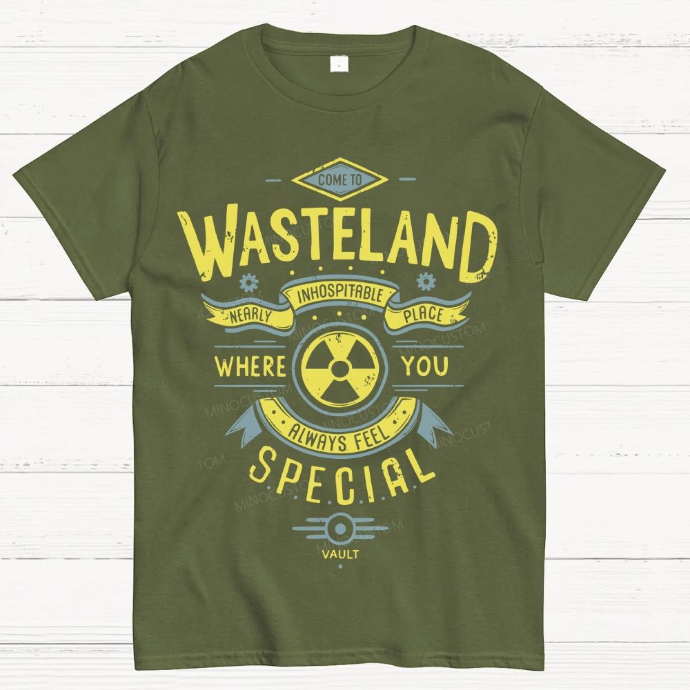 Post‑Apocalyptic Wasteland Retro Ribbon Radiation Cotton T-Shirt