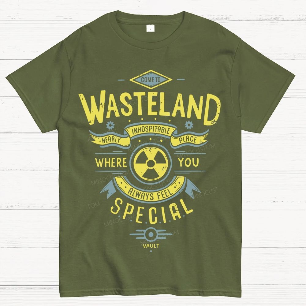 Post‑Apocalyptic Wasteland Retro Ribbon Radiation Cotton T-Shirt