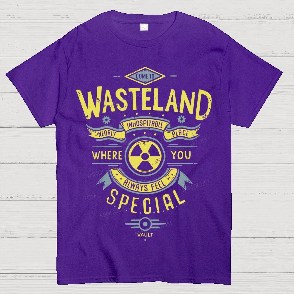 Post‑Apocalyptic Wasteland Retro Ribbon Radiation Cotton T-Shirt