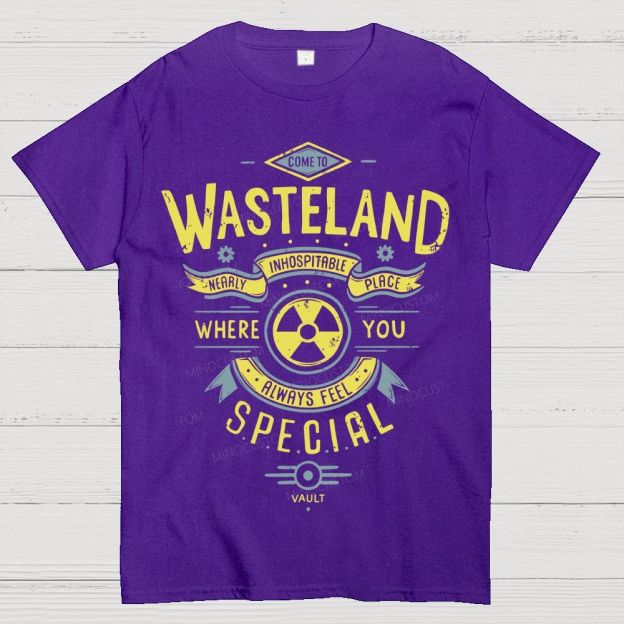 Post‑Apocalyptic Wasteland Retro Ribbon Radiation Cotton T-Shirt