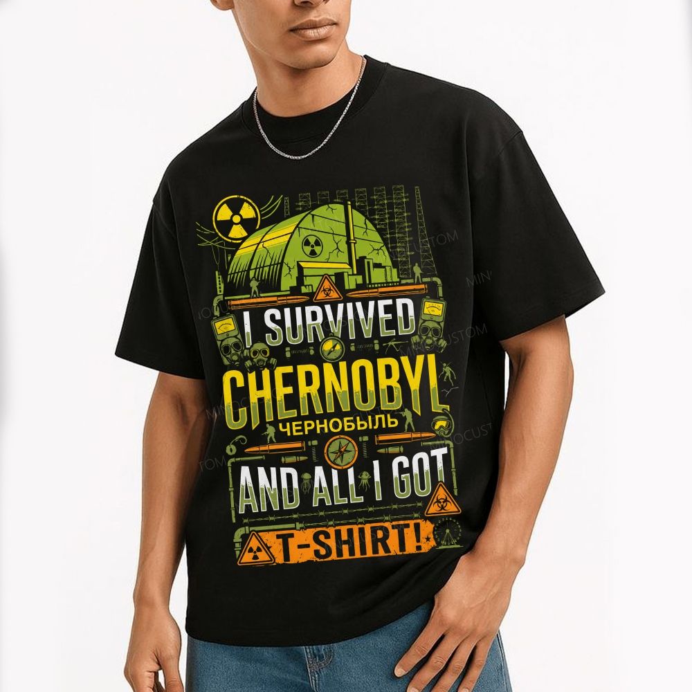 Nuclear Disaster Site Gas Mask Hazard Warning Cotton T-Shirt