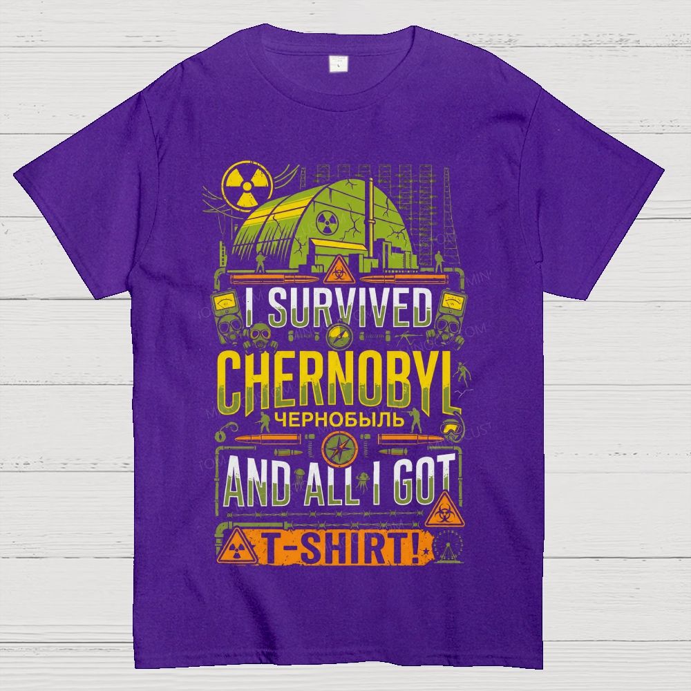 Nuclear Disaster Site Gas Mask Hazard Warning Cotton T-Shirt