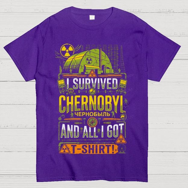 Nuclear Disaster Site Gas Mask Hazard Warning Cotton T-Shirt