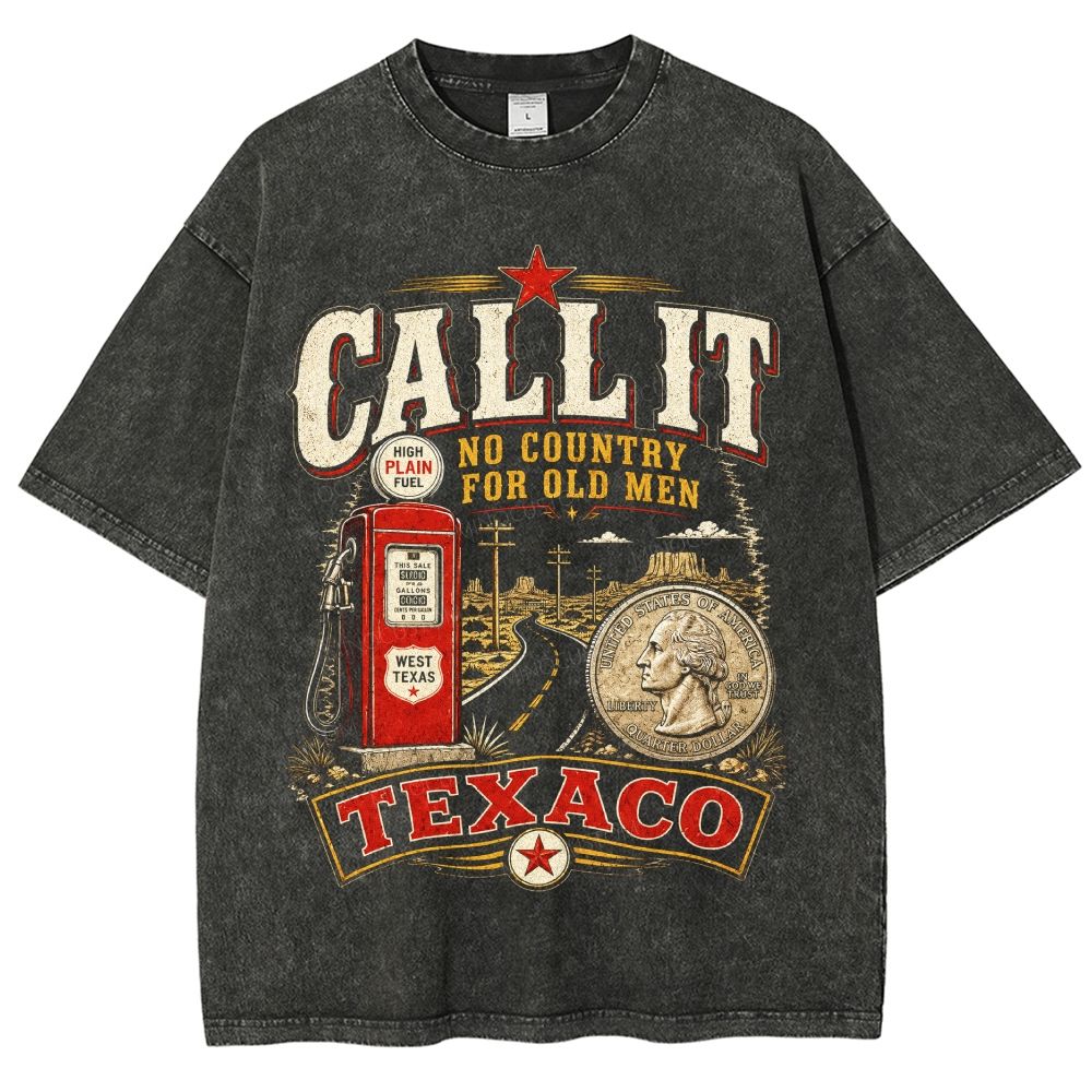 Western Gas Station Coin Distressed Unisex Fit Washed T-Shirt