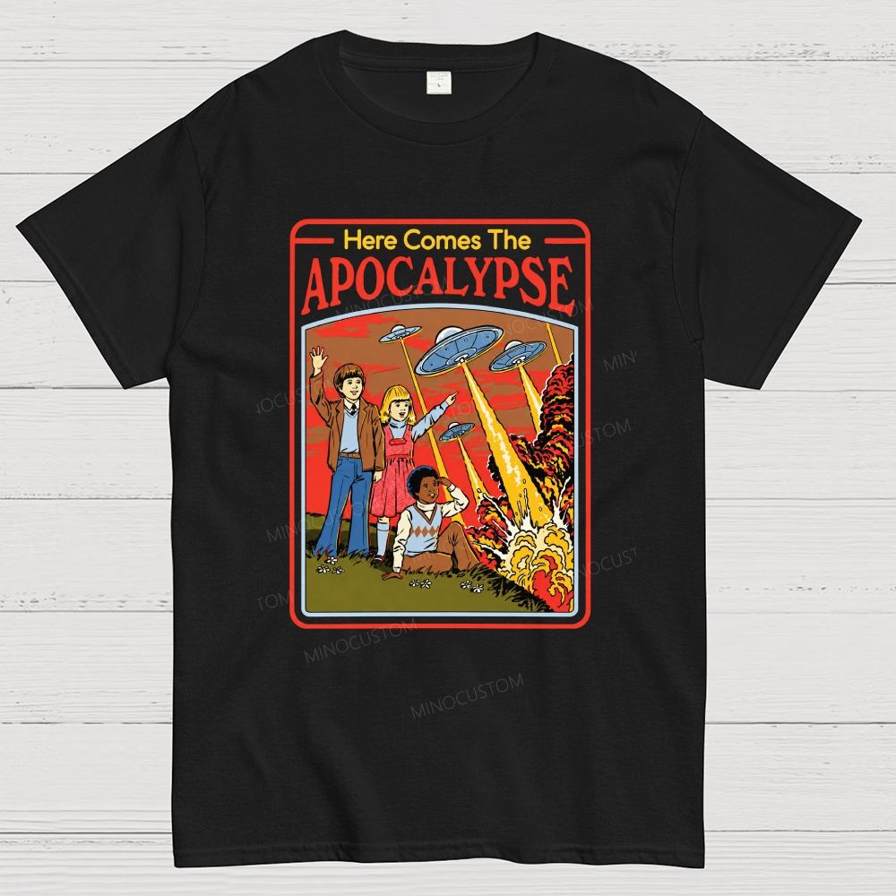 Comic Style Kids UFO Explosion Apocalypse Cotton T-Shirt