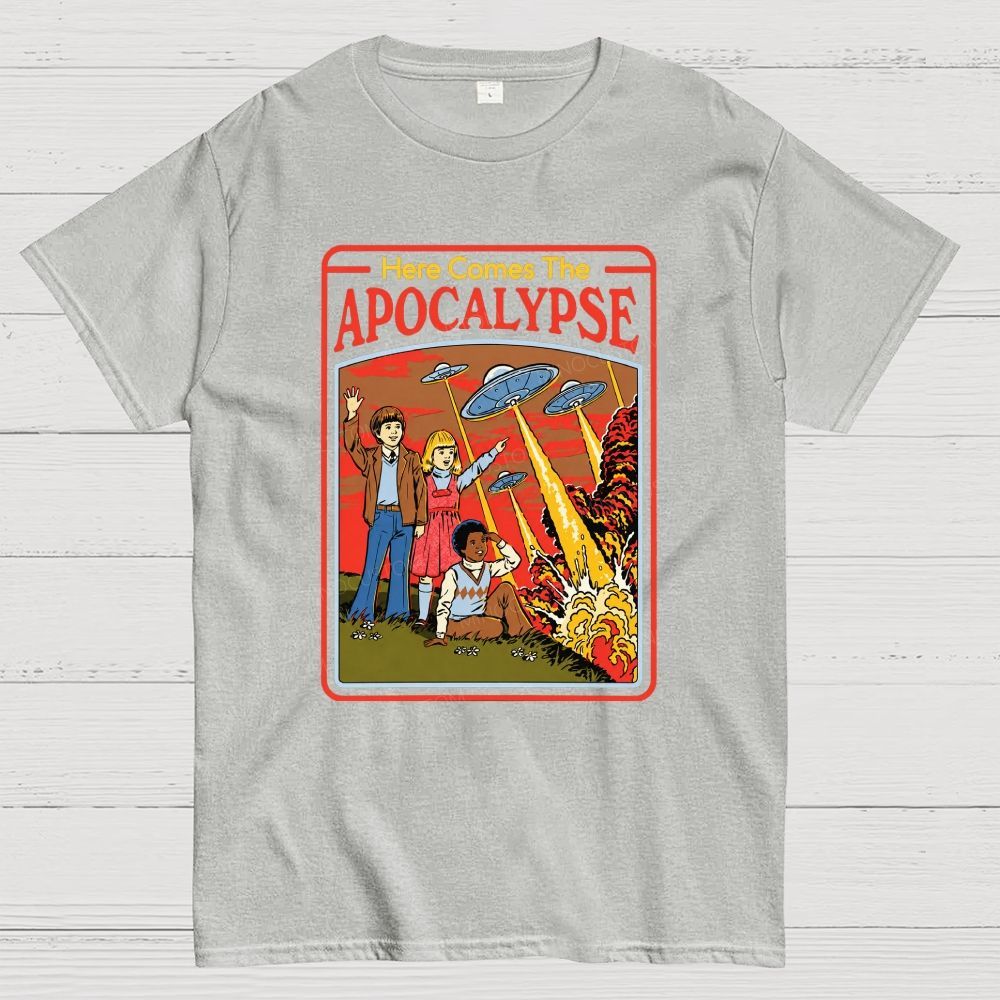 Comic Style Kids UFO Explosion Apocalypse Cotton T-Shirt