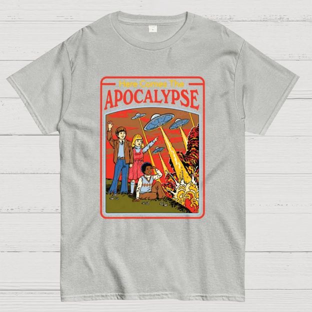 Comic Style Kids UFO Explosion Apocalypse Cotton T-Shirt