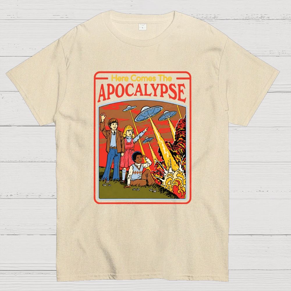 Comic Style Kids UFO Explosion Apocalypse Cotton T-Shirt