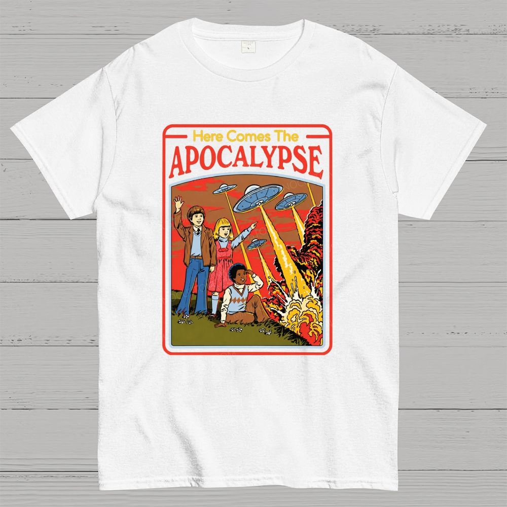 Comic Style Kids UFO Explosion Apocalypse Cotton T-Shirt