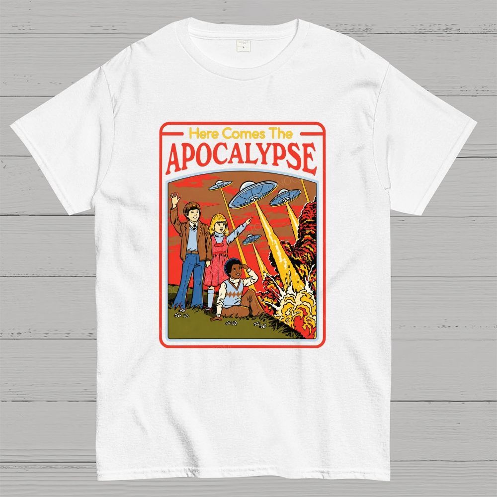 Comic Style Kids UFO Explosion Apocalypse Cotton T-Shirt