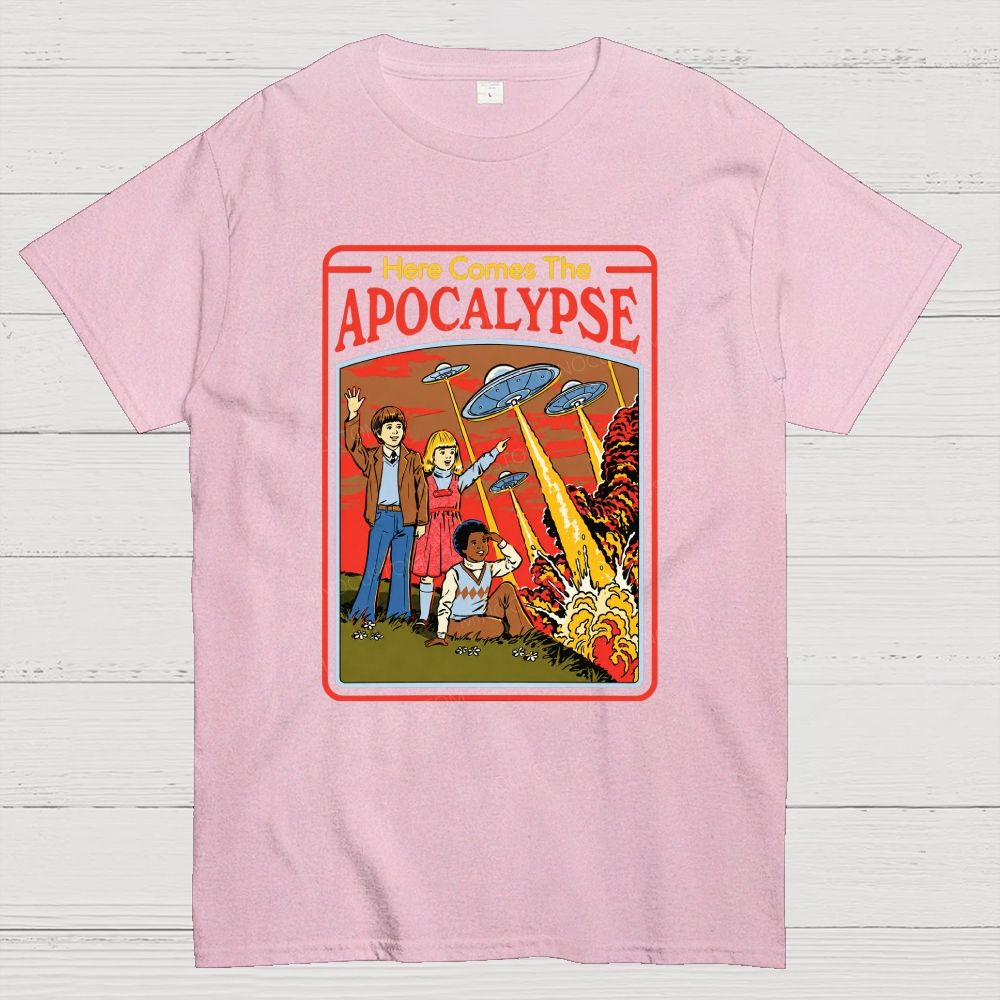 Comic Style Kids UFO Explosion Apocalypse Cotton T-Shirt