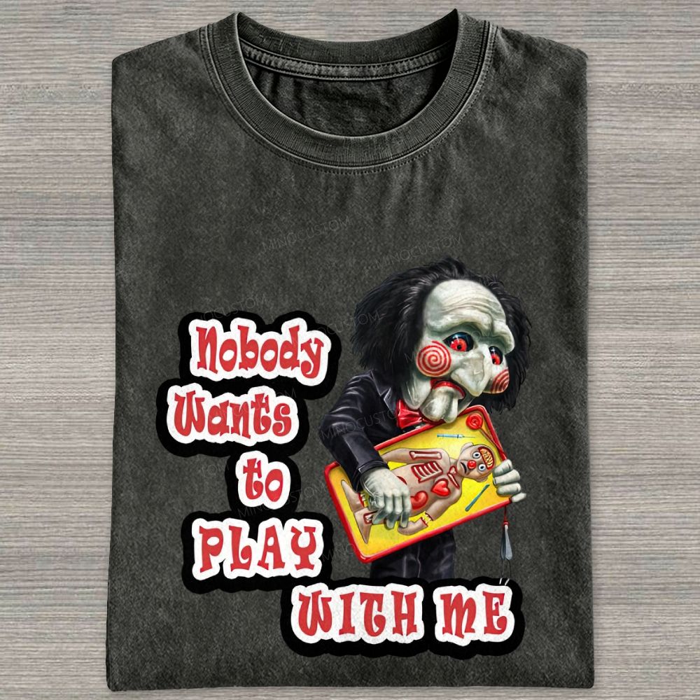 Vintage Creepy Puppet Doll Graphic Washed T-shirt