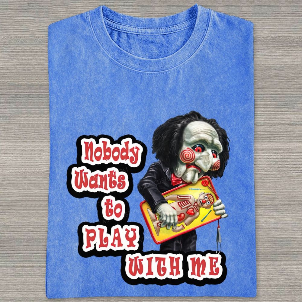 Vintage Creepy Puppet Doll Graphic Washed T-shirt