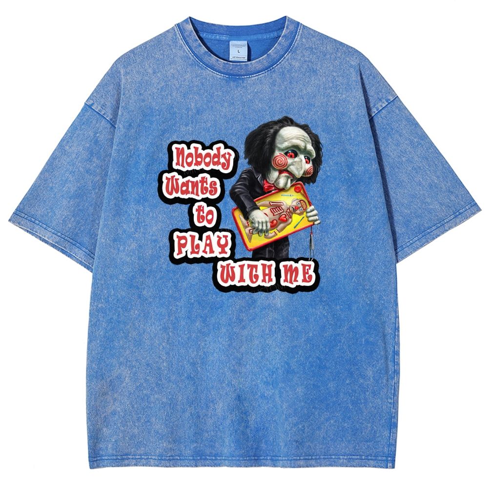 Vintage Creepy Puppet Doll Graphic Washed T-shirt