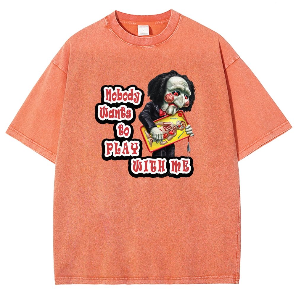 Vintage Creepy Puppet Doll Graphic Washed T-shirt