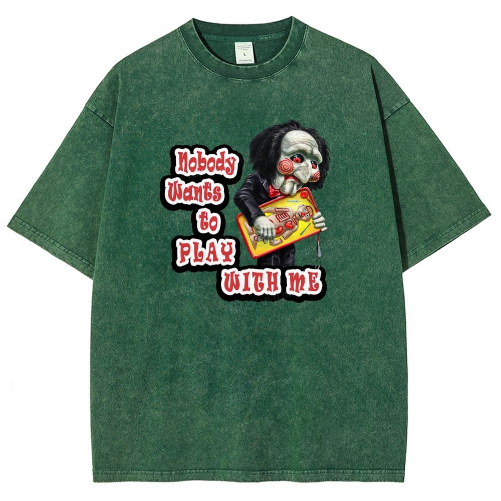 Vintage Creepy Puppet Doll Graphic Washed T-shirt