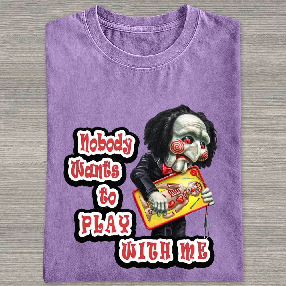 Vintage Creepy Puppet Doll Graphic Washed T-shirt