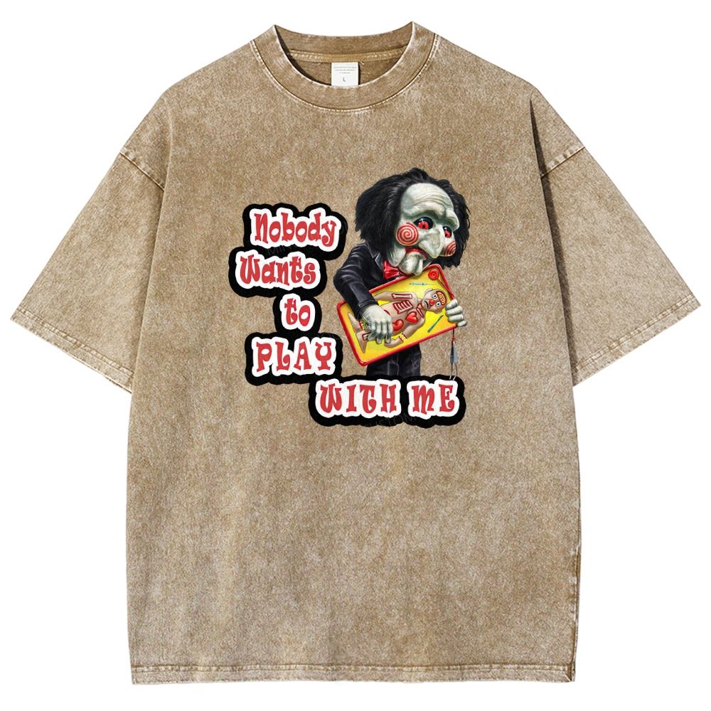 Vintage Creepy Puppet Doll Graphic Washed T-shirt