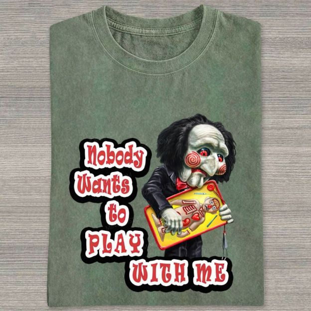 Vintage Creepy Puppet Doll Graphic Washed T-shirt