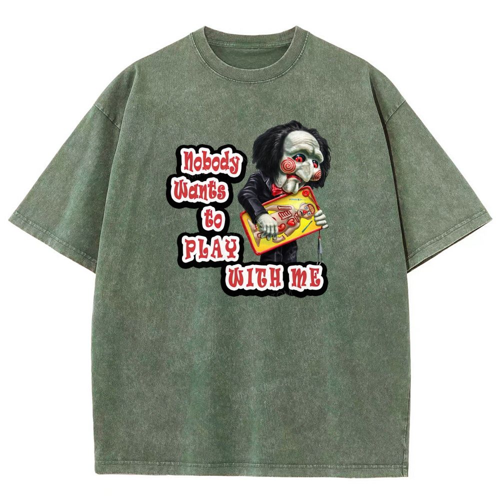 Vintage Creepy Puppet Doll Graphic Washed T-shirt