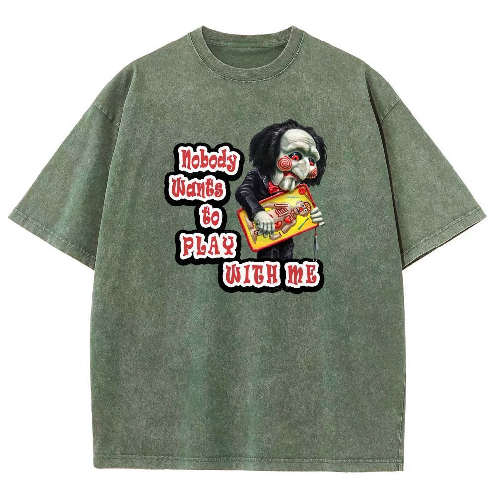 Vintage Creepy Puppet Doll Graphic Washed T-shirt