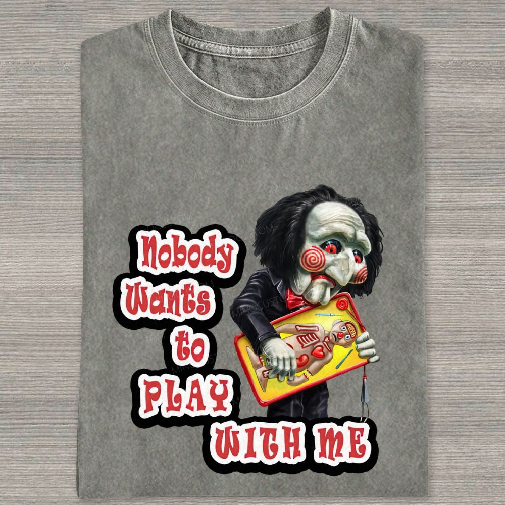Vintage Creepy Puppet Doll Graphic Washed T-shirt