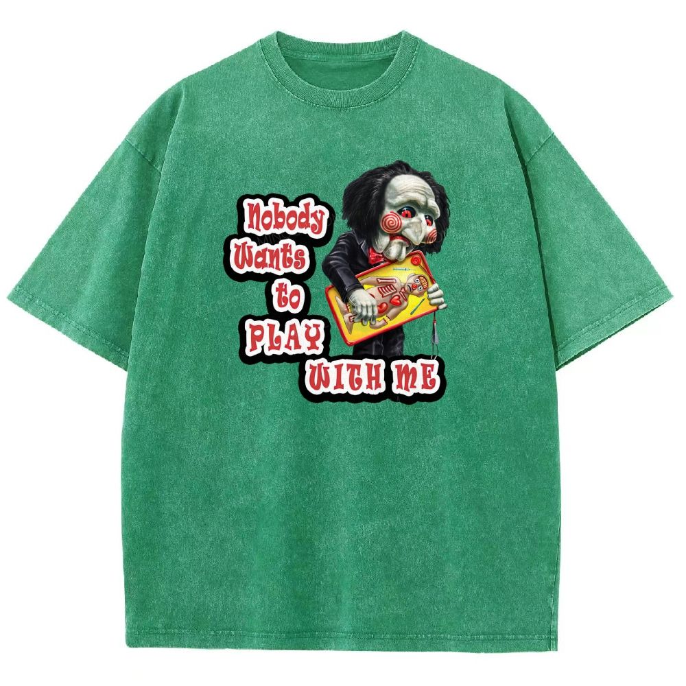 Vintage Creepy Puppet Doll Graphic Washed T-shirt