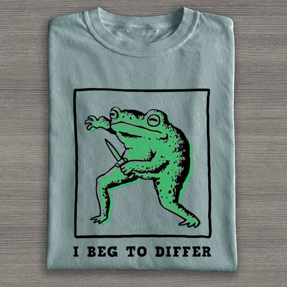 Sassy Knife‑Wielding Frog Graphic Cotton T-shirt