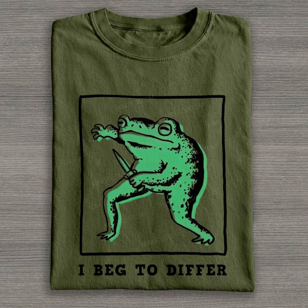 Sassy Knife‑Wielding Frog Graphic Cotton T-shirt