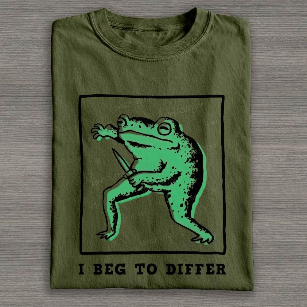 Sassy Knife‑Wielding Frog Graphic Cotton T-shirt