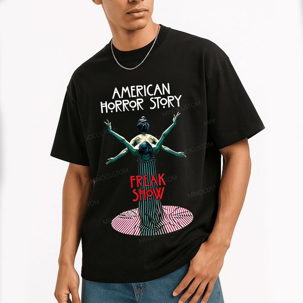 Retro Circus Freak Art Gothic Horror Cotton T-Shirt