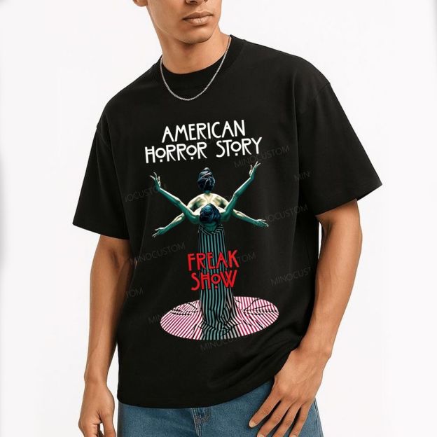 Retro Circus Freak Art Gothic Horror Cotton T-Shirt